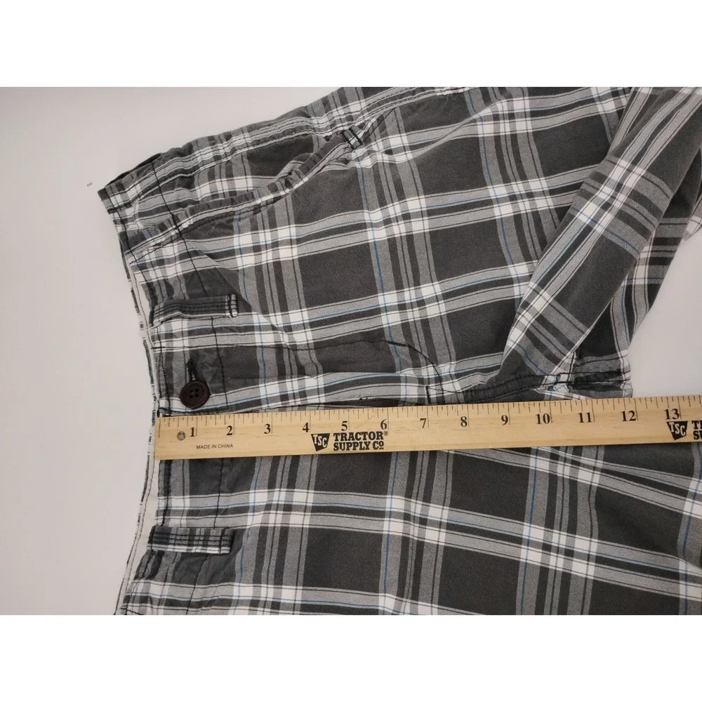 American Eagle‎ Mens Shorts Longer Length Size 28 Gray Plaid All Cotton 11in